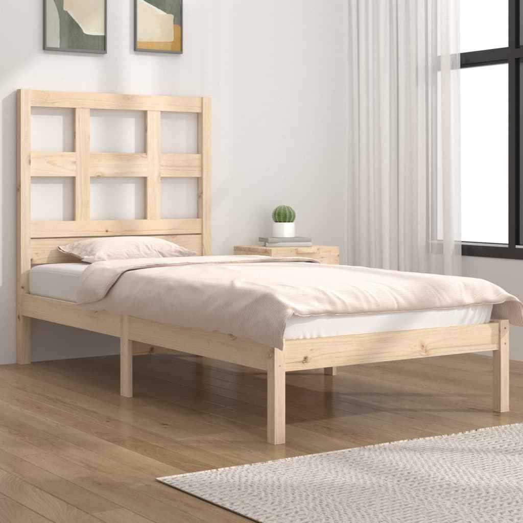 vidaXL Cama sem colchão 135x190 cm madeira de pinho maciça